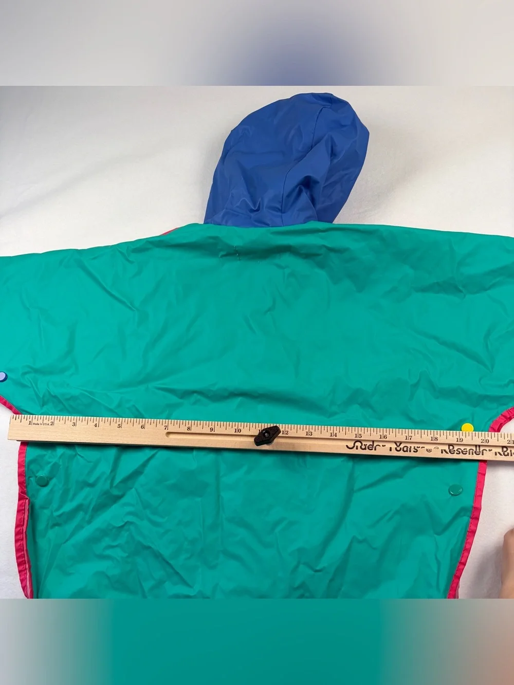 Vtg 90s Gymboree Kids PVC Nylon Colorful Waterproof Rain Poncho Rainbow‎ Tag S/M